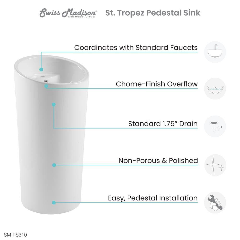 Swiss Madison St. Tropez 1-piece Circular Pedestal Sink in Glossy White (2)