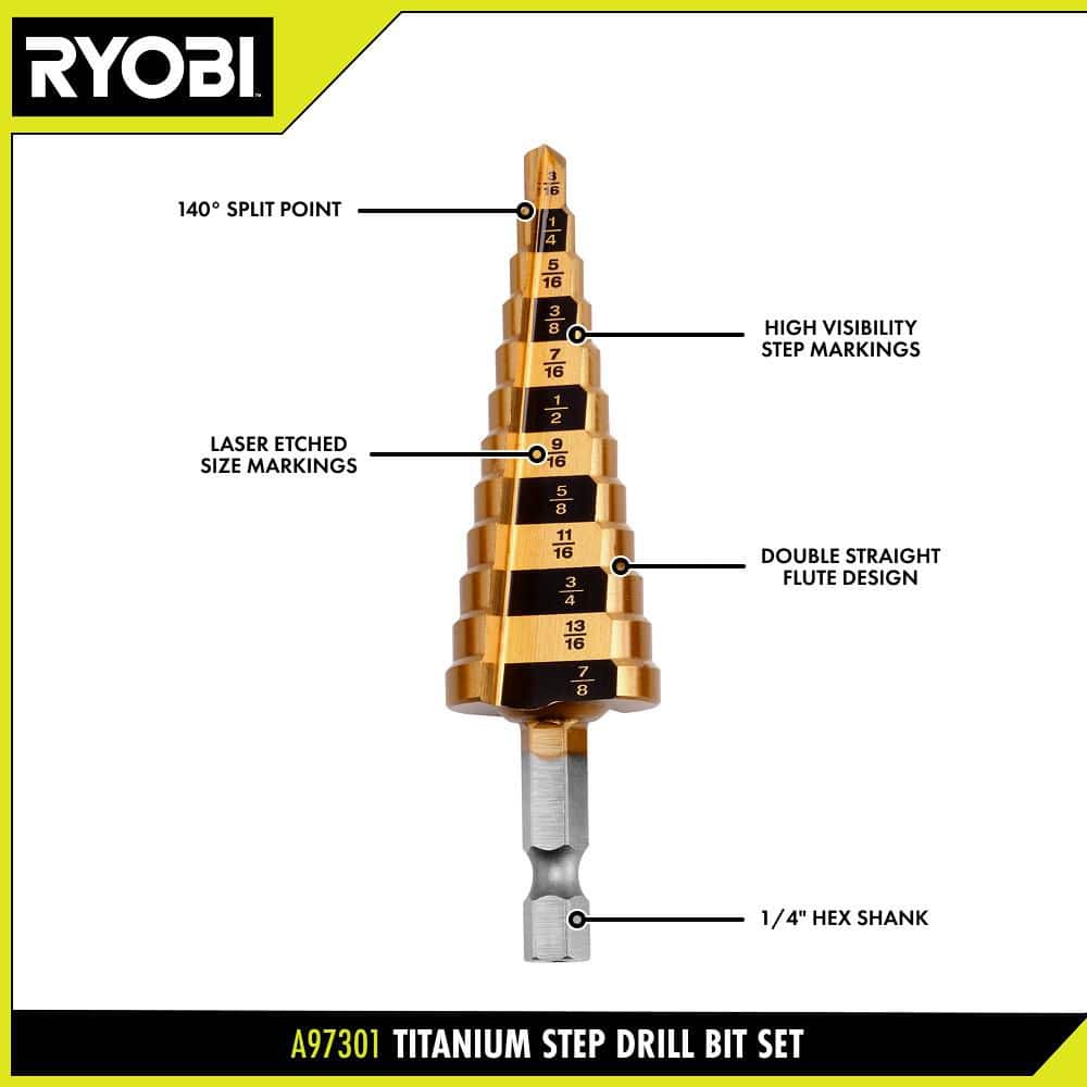 RYOBI Step Drill Bit Set (3-Pieces) (3)