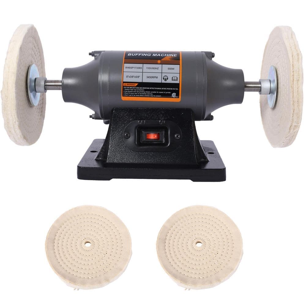 Amucolo 8 in. Electric Polisher Bench Buffer Grinder - Includes 4-Pieces 80Ply Thic Buffing Wheels, CSA Certificated (1)