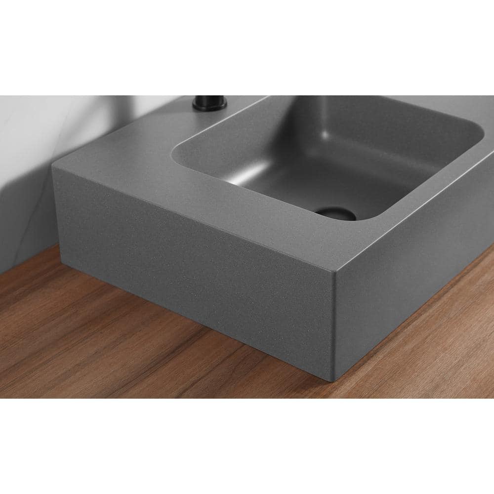 SERENE VALLEY 47 in. Dual Mount Granite Composite Bathroom Sink with Single Faucet Hole in Matte Gray (2)