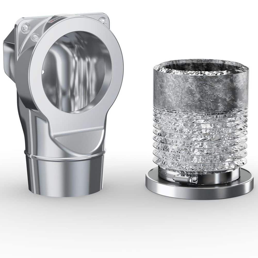 Helhom Magnetic Airtight Dryer Vent Coupling Kit, 4 in. Aluminum Foil Duct & Clamps, Silver, 1-Pack (1)