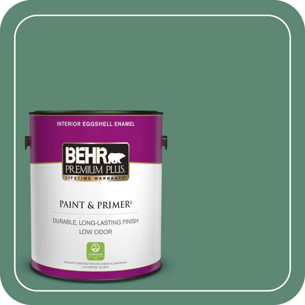 BEHR PREMIUM PLUS 1 gal. #MQ6-43 Dark Jade Eggshell Enamel Low Odor Interior Paint & Primer