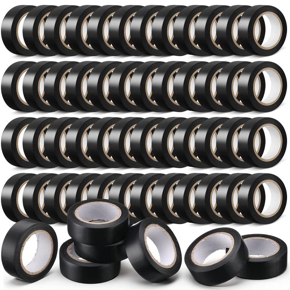 BIBIVIS 100-Pack Black 0.7 in. x 30 ft. Electrical Tape, Waterproof PVC Electric High Temp Vinyl Insulation Tape (3)