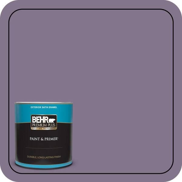BEHR PREMIUM PLUS 1 qt. #S100-5 Purple Potion Satin Enamel Exterior Paint & Primer (2)