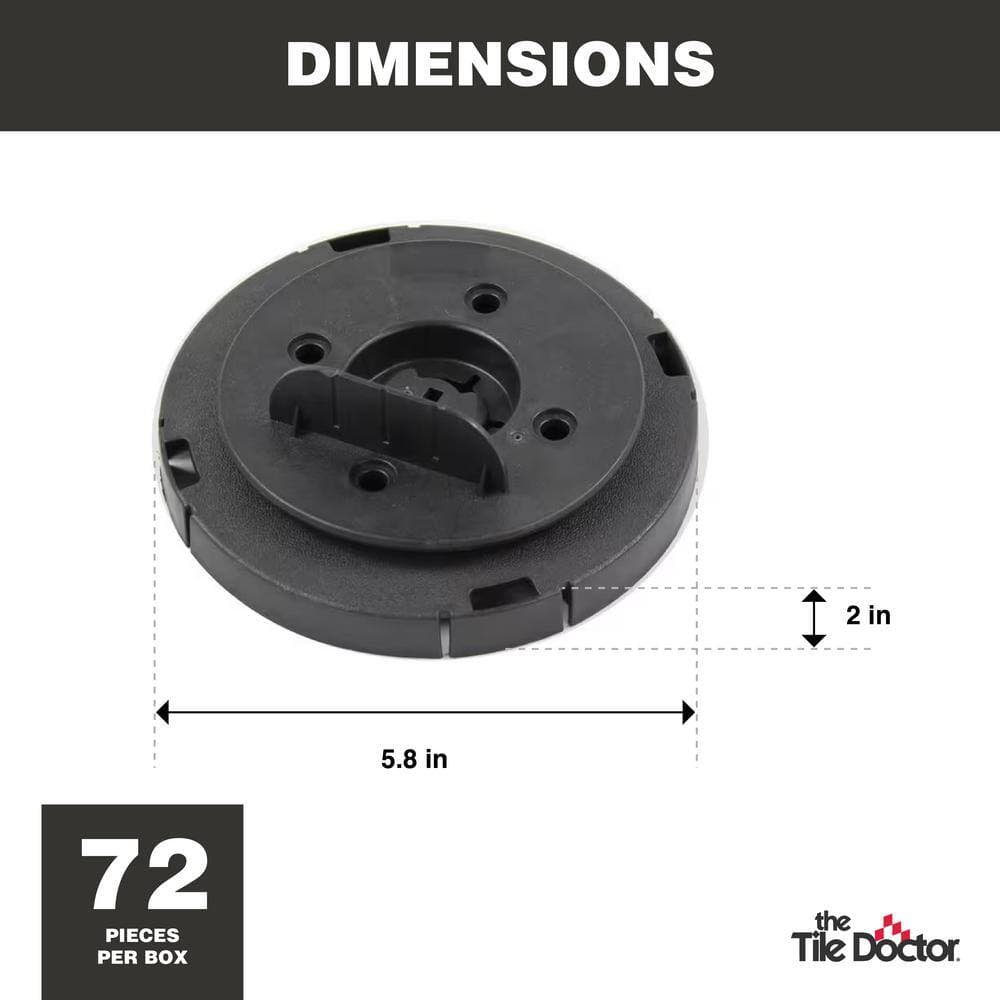 The Tile Doctor 914805-72 Black Wood Beam Auto Leveling Head Holder for Adjustable Pedestal for Tile and Paver Pedestal System 72-Pack (2)
