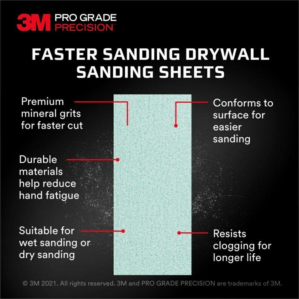 3M Pro Grade Precision 4 3/16 in. x 11 1/4 in. 120 Grit Drywall Sanding Sheets (12-Pack) (2)