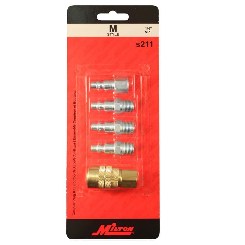 Milton 1/4 in. NPT M Style Coupler and Plug Air Tool Fitting Kit (2)