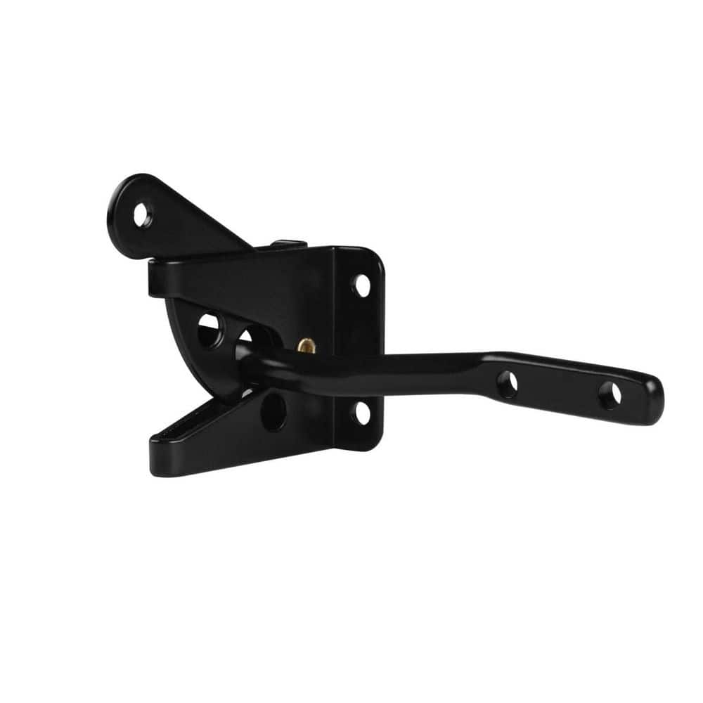 Unbranded Self-Closing Gravity Gate Latch Heavy Duty Black Powder Coat Steel for Wood or Metal Fence Door Padlockable (2)