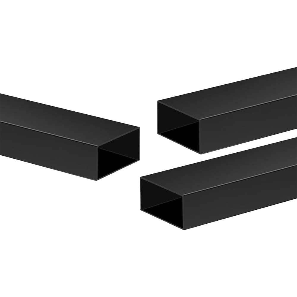 Afoxsos Rectangular 72 in.x 2 in. Matte Black Stainless Steel Stair Railing Kit 3 Pack w/ Nylon End Caps for Indoor Outdoor Use (1)