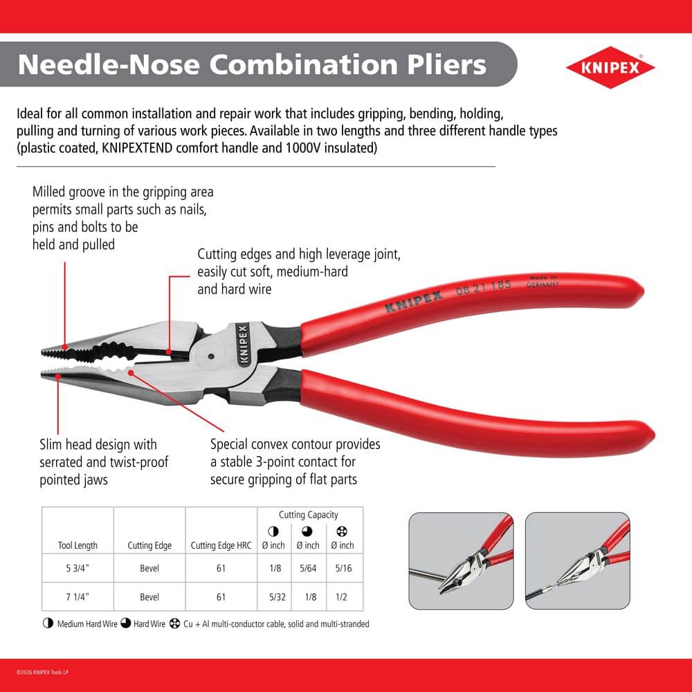 KNIPEX Combination Needle Long Nose Pliers-1,000-Volt Insulated (2)