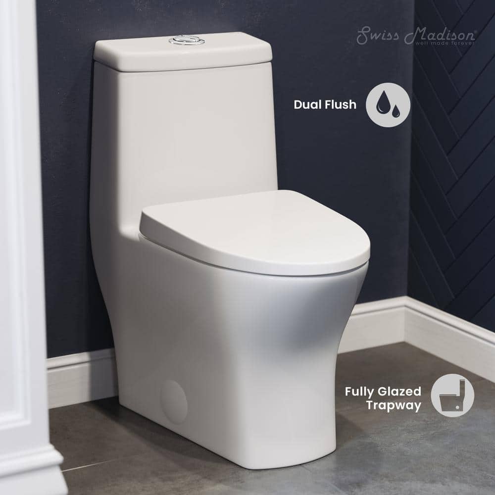 Swiss Madison Sublime II Rough-in 1-piece 1.1/1.6 GPF Dual Flush Toilet in, Seat Included (2)