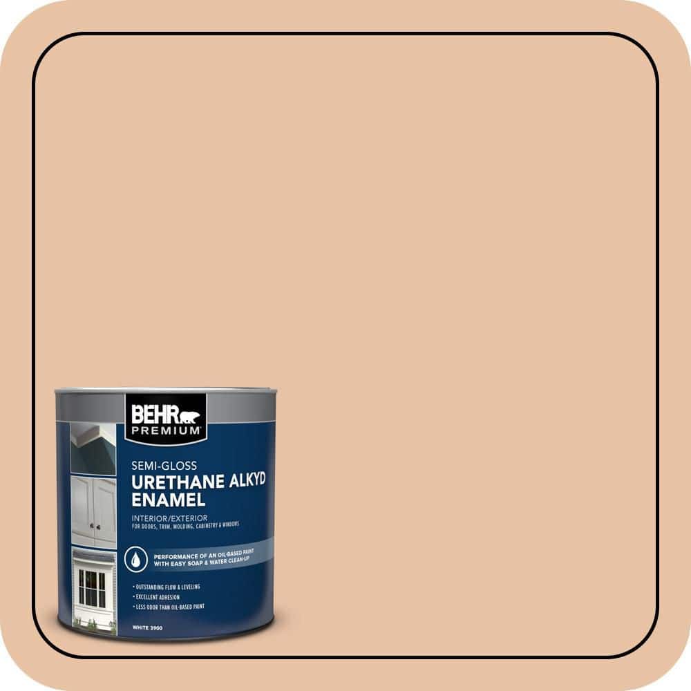 BEHR PREMIUM 1 qt. #260E-3 Pueblo Sand Semi-Gloss Enamel Urethane Alkyd Interior/Exterior Paint (1)