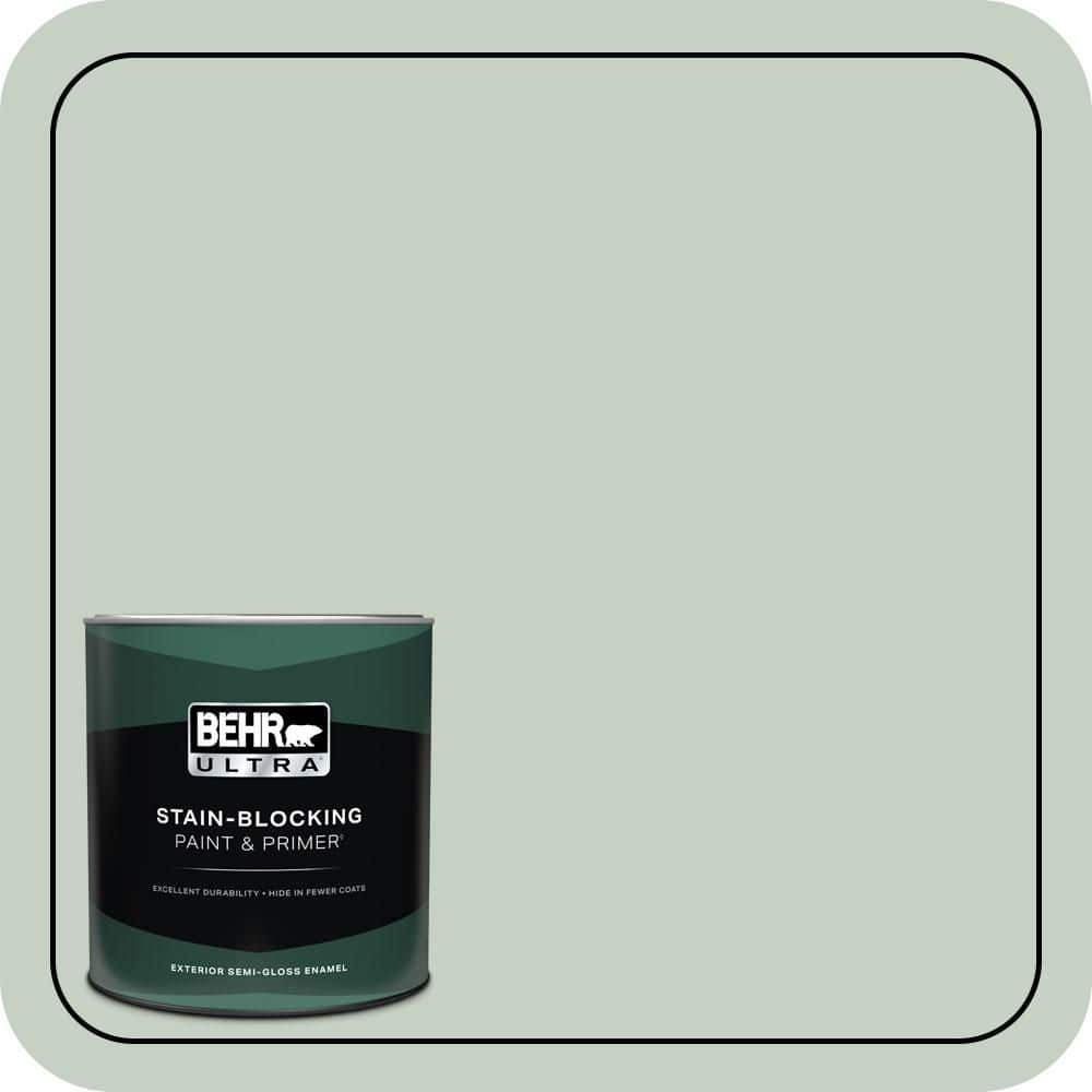 BEHR ULTRA 1 qt. #N400-2 Frosted Sage Semi-Gloss Enamel Exterior Paint & Primer