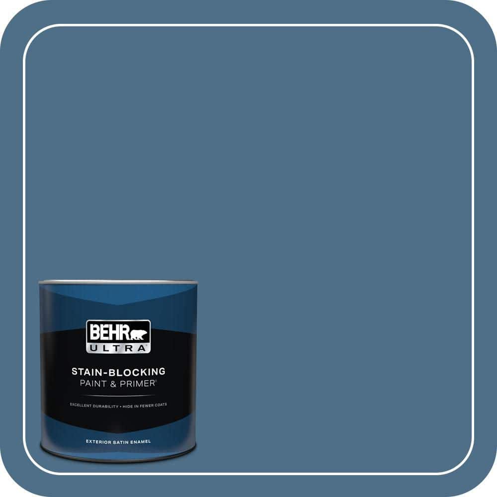 BEHR ULTRA 1 qt. #570D-6 Neptune Blue Satin Enamel Exterior Paint & Primer