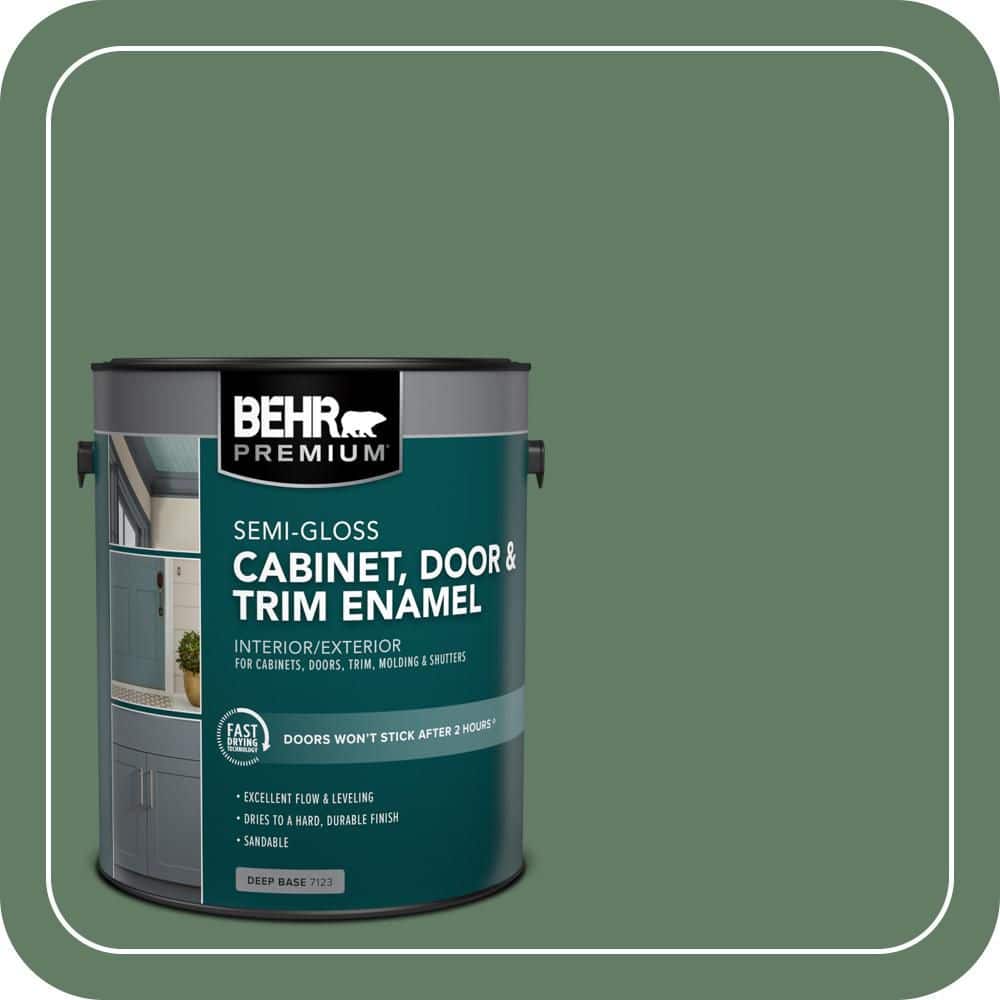 BEHR PREMIUM 1 gal. #S410-6 Greener Pastures Semi-Gloss Enamel Interior/Exterior Cabinet, Door & Trim Paint (1)