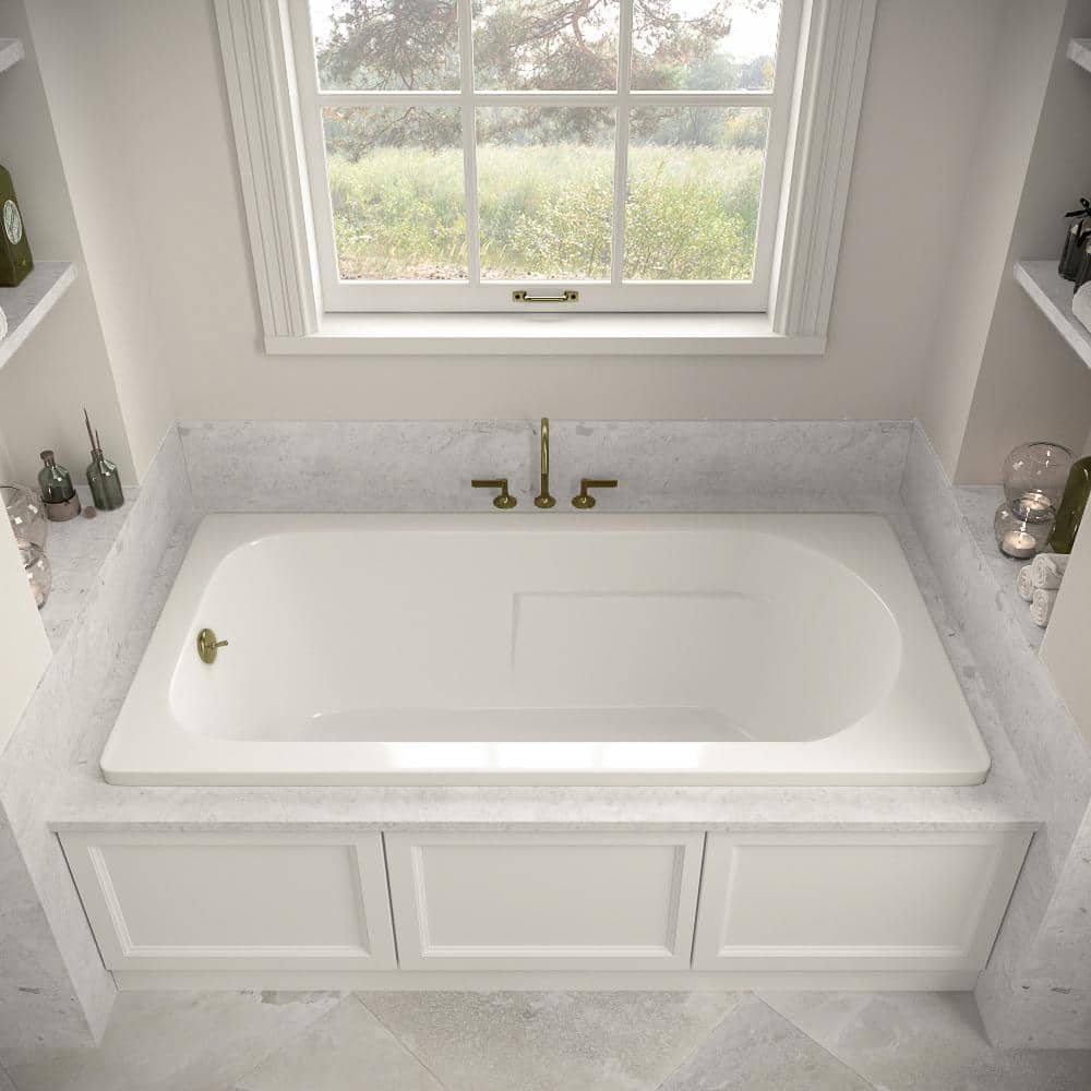 Streamline N-4300-742-PBR 66 in. 34 in. Rectangular Acrylic Soaking Drop-In Bathtub, with Drain Polished Brass (2)