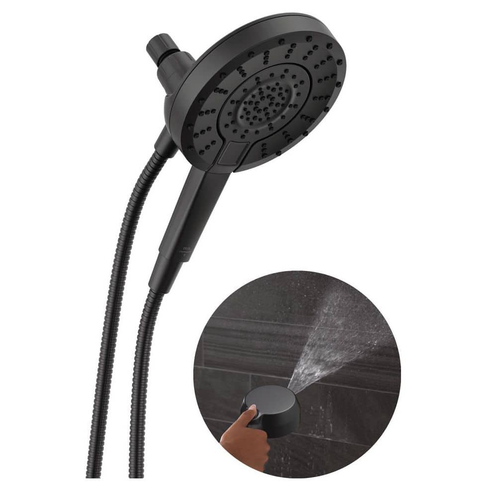 Delta In2ition ProClean 5-Spray Wall Mount Dual Fixed and Handheld Shower Head in Matte Black
