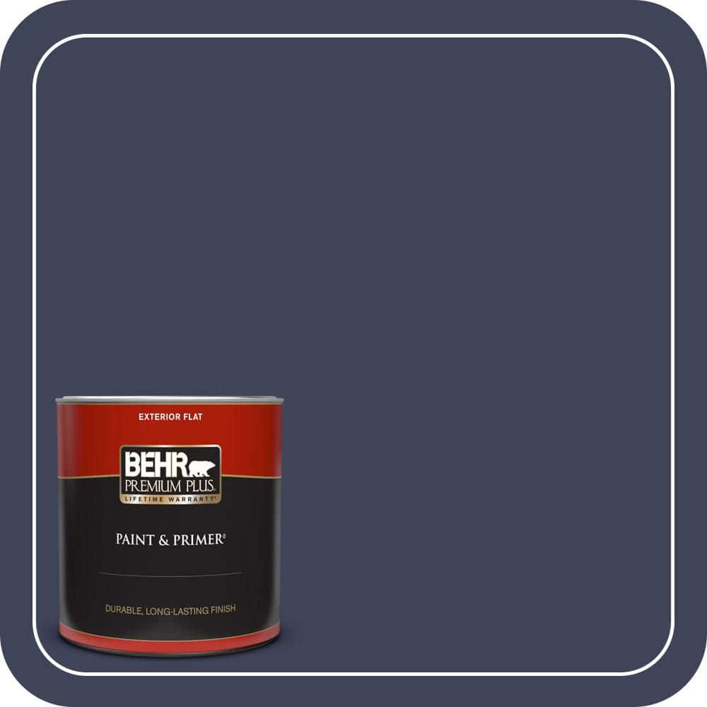 BEHR PREMIUM PLUS 1 qt. #MQ5-9 Manhattan Blue Flat Exterior Paint & Primer