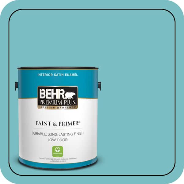 BEHR PREMIUM PLUS #M460-4 Pure Turquoise Enamel Low Odor & Primer (3)