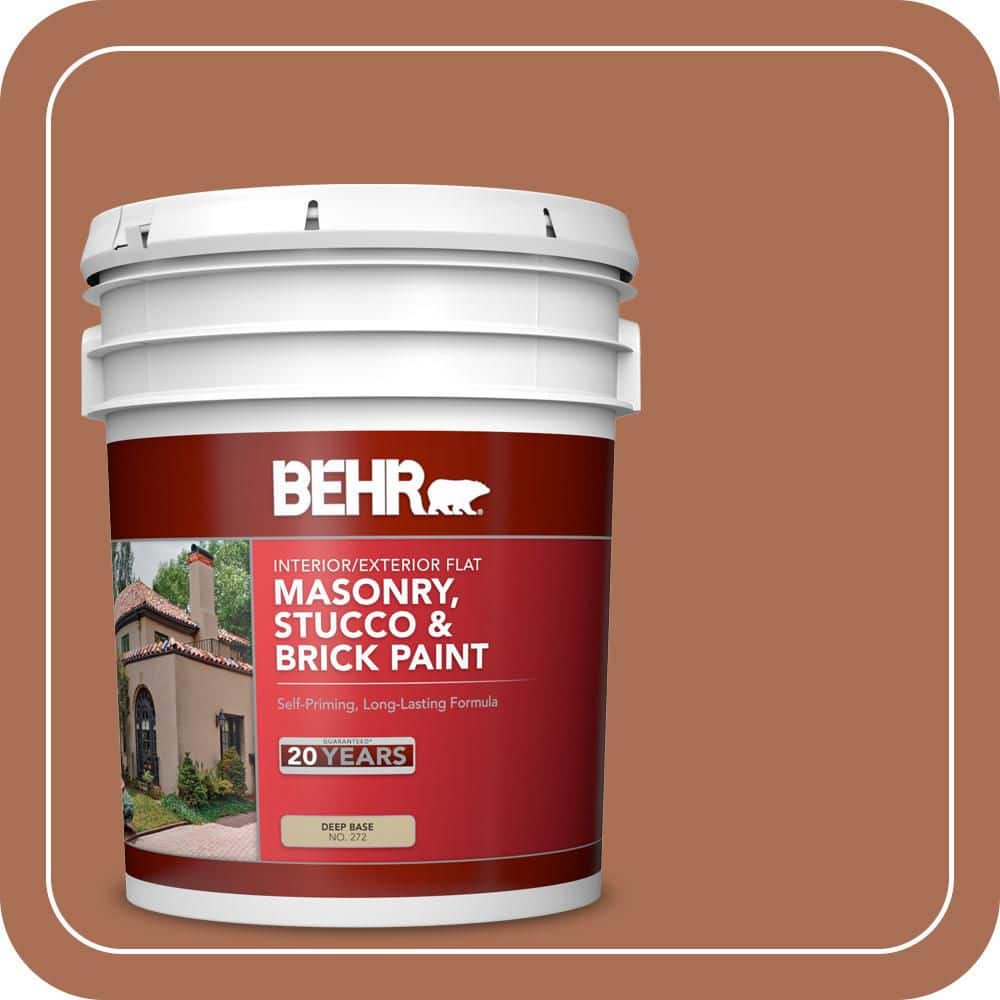 BEHR 5 gal. #MQ1-28 Orange Flambe Flat Masonry, Stucco and Brick Interior/Exterior Paint (1)