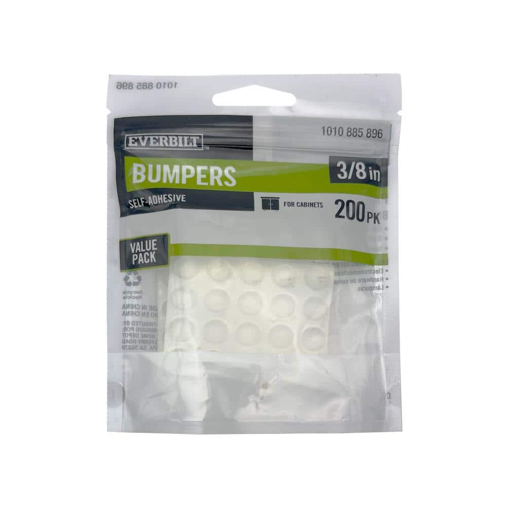 Everbilt 3/8 in. Clear Self-Adhesive Round Bumper (200-Pack)