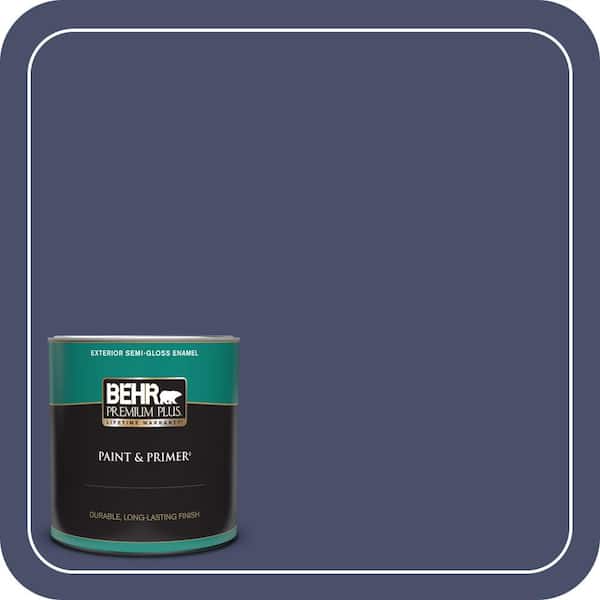 BEHR PREMIUM PLUS 1 qt. #M530-7 Elegant Navy Semi-Gloss Enamel Exterior Paint & Primer (2)