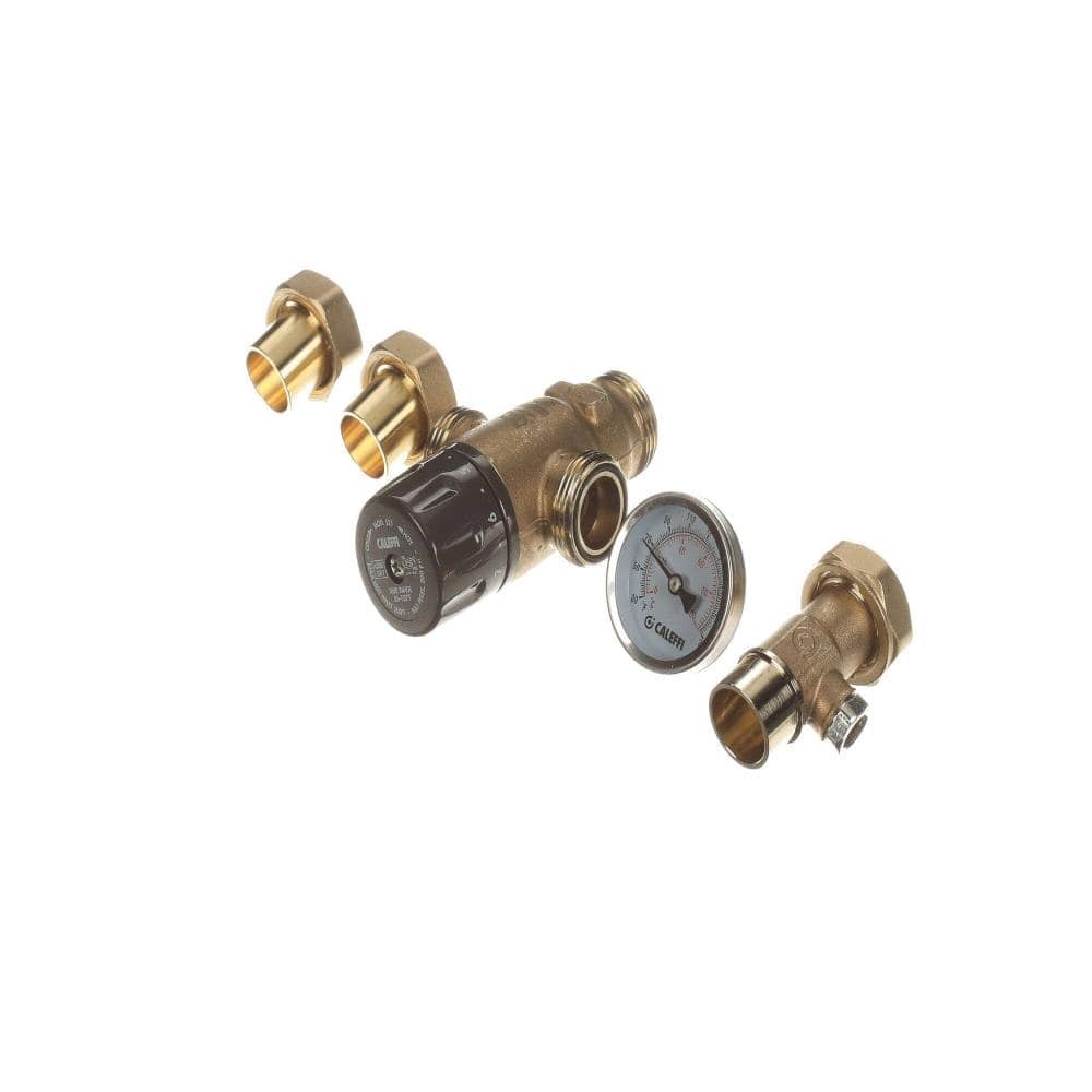 Caleffi 3-Way Thermostatic Mixing Valve Temperature Gauge Adjustable 3/4" Sweat Mixcal 521519A