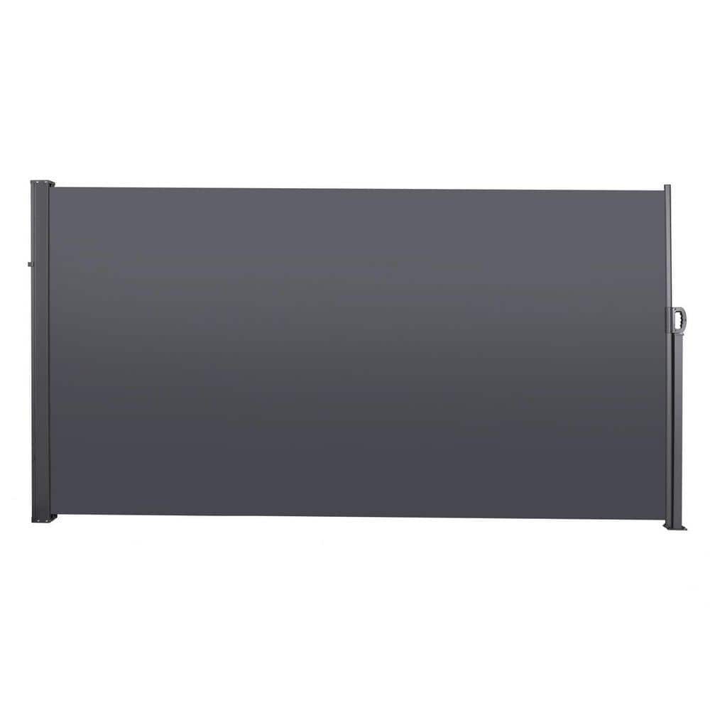 Otryad 9.84 ft. x 5.25 ft. Privacy Fence Screen Dark Grey Metal for Garden Fence, Retractable Side Screen Awning