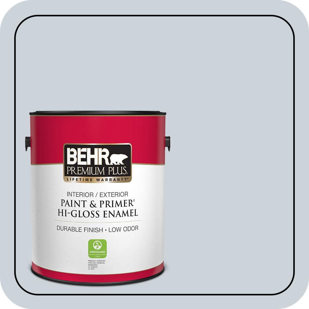 BEHR PREMIUM PLUS 1 gal. #PPU14-17A Polar Frost Hi-Gloss Enamel Interior/Exterior Paint & Primer (1)