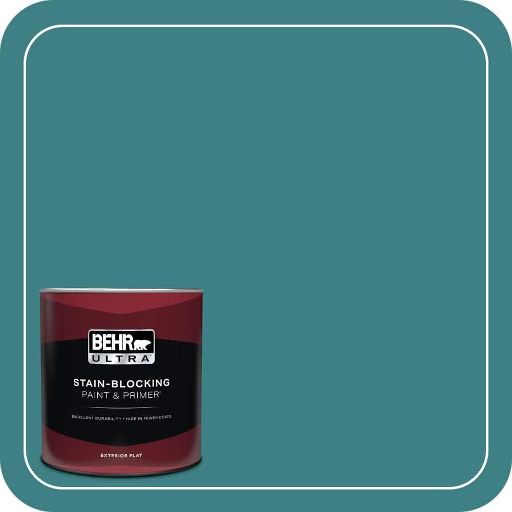 BEHR ULTRA 1 qt. #510D-7 Pacific Sea Teal Flat Exterior Paint & Primer