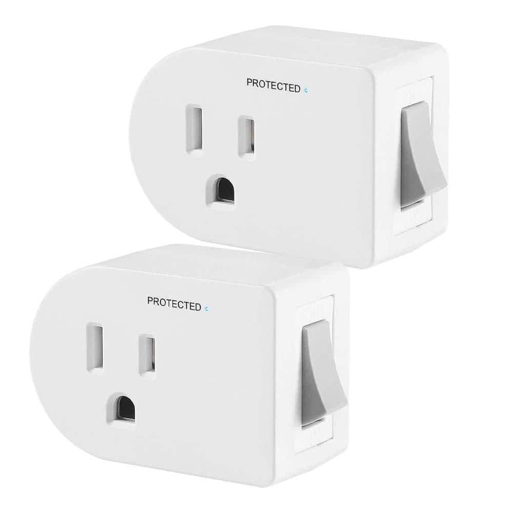 Yichuhaoxi 1-Outlet Surge Protector Wall Tap Adapter with ON/Off Switch, ETL Listed, 245 Joules and Indicator Light, White 2-Pack (1)