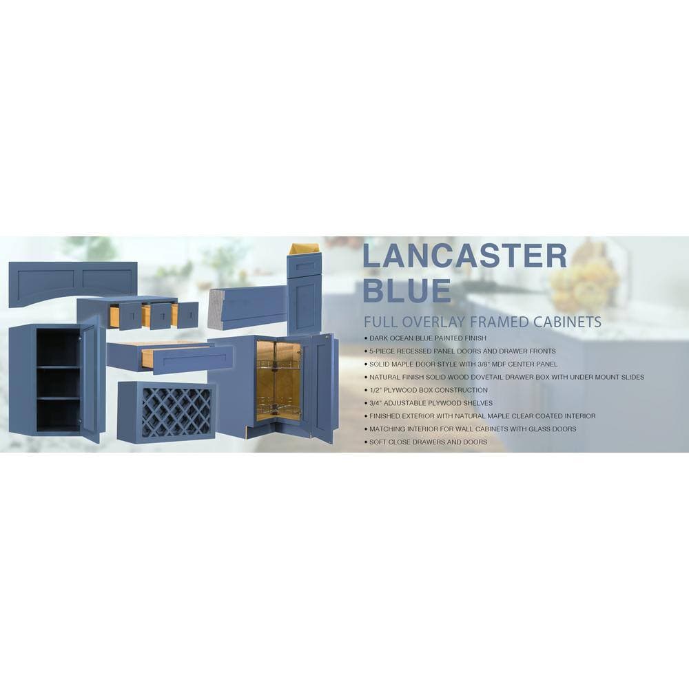 LIFEART CABINETRY Lancaster 30 in. W x 21 in. D x 33 in. H Sink Base Bath Vanity Cabinet Only in Ocean Blue (3)