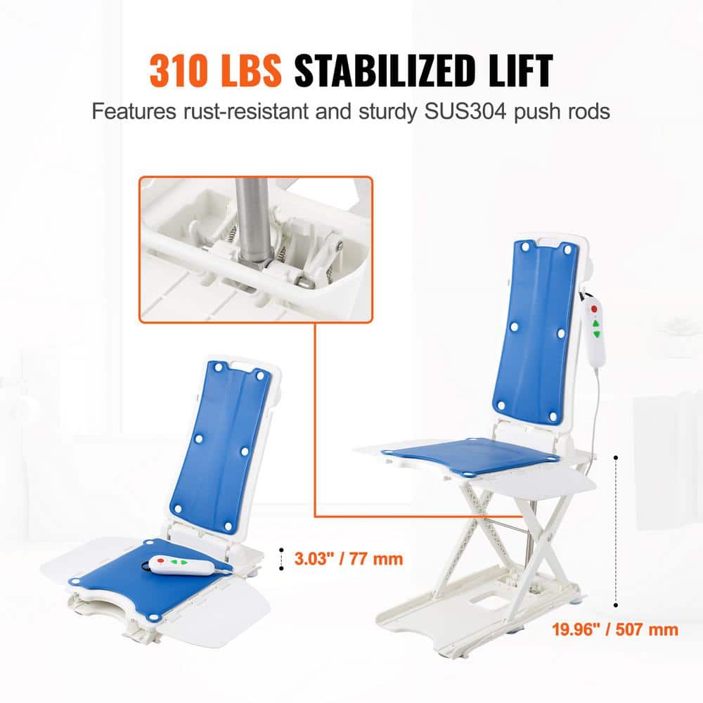 VEVOR Plastic Blue Shower Bench Electric Chair Lift Devices to Lift Elderly off Floor for Elderly 3.03-19.96 in. Height (3)