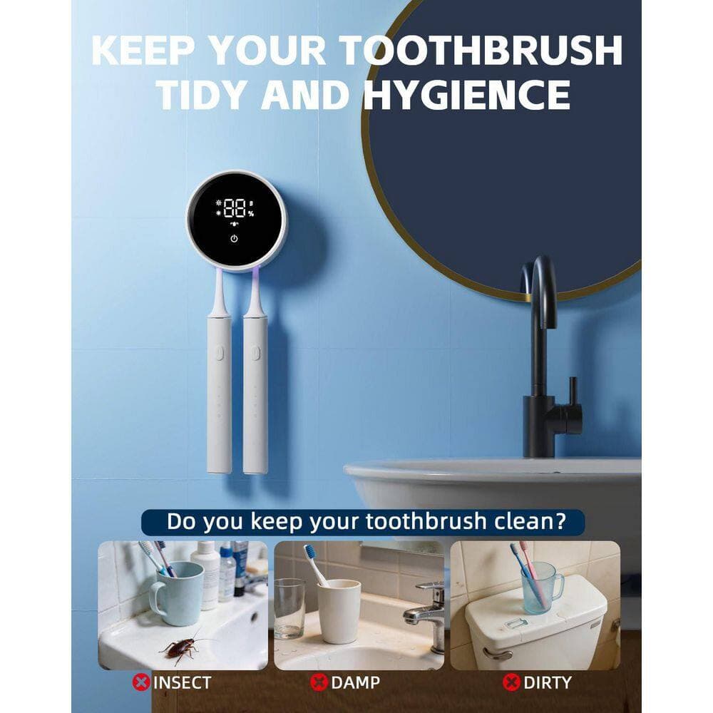 Wudkey Wall Mounted UV Toothbrush Sanitizer Holder Auto Inductive Cover Smart Toothbrush Cleaner for Electric Toothbrushes (3)