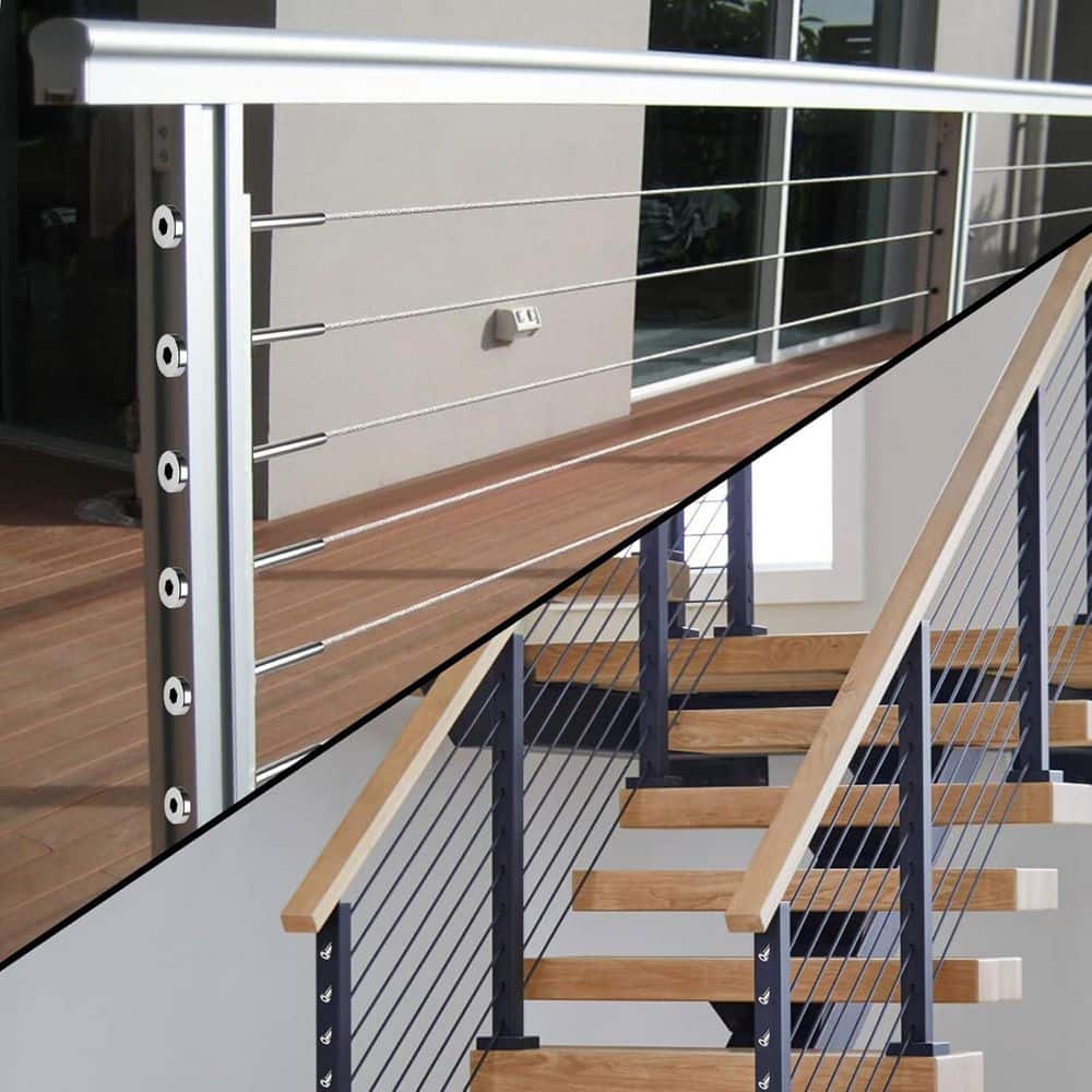 KIWDZFU 2.57 in. H x 0.51 in. W Silver Stainless Steel Stair Railing Kit, Easy Install Invisible Cable Hardware (50-Pair) (2)