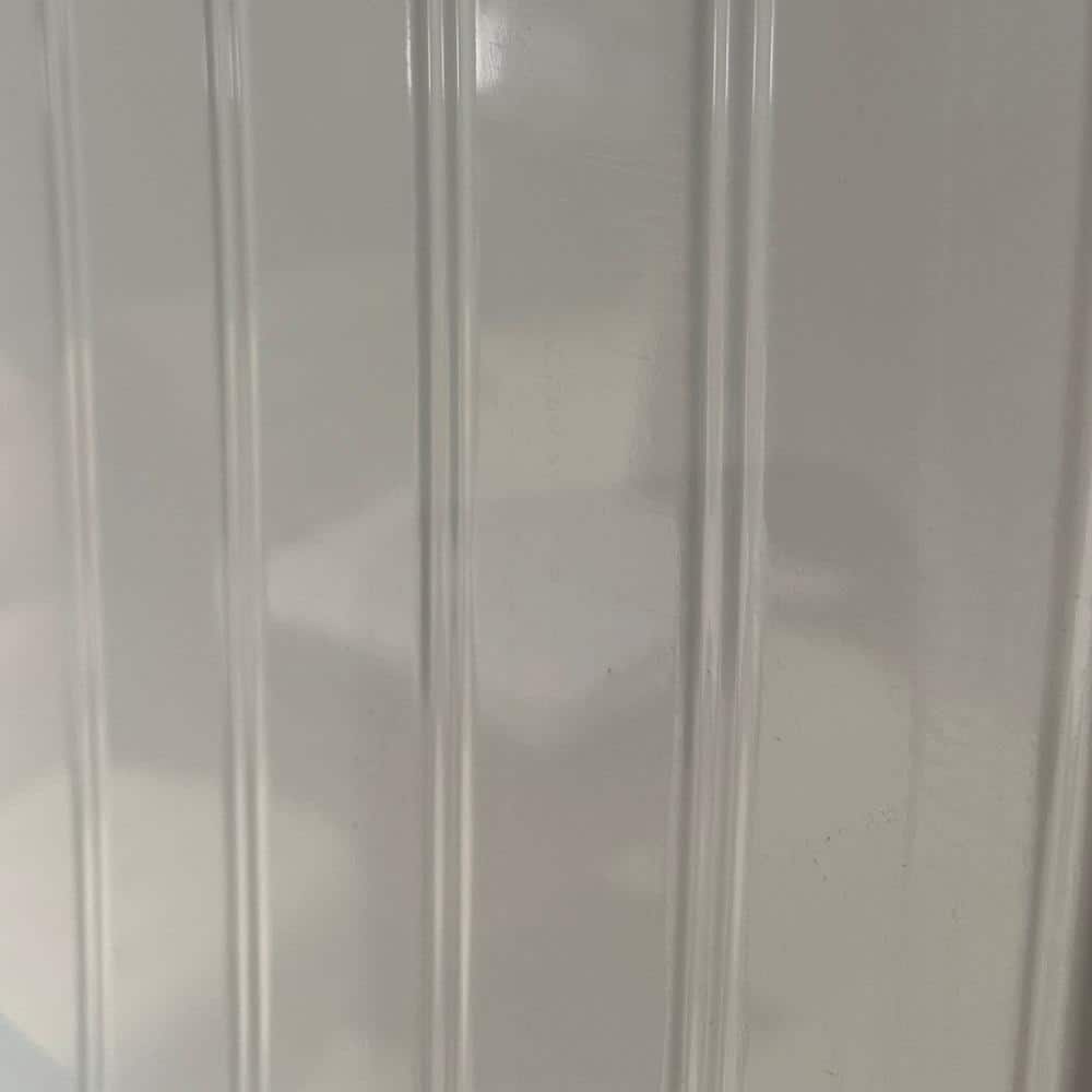 FROM PLAIN TO BEAUTIFUL IN HOURS Beadboard Gloss White Paintable 4 ft. x 8 ft. Faux Tin Glue-Up Wainscoting Panels - (3-Pack) (96 sq. ft./Case) (2)
