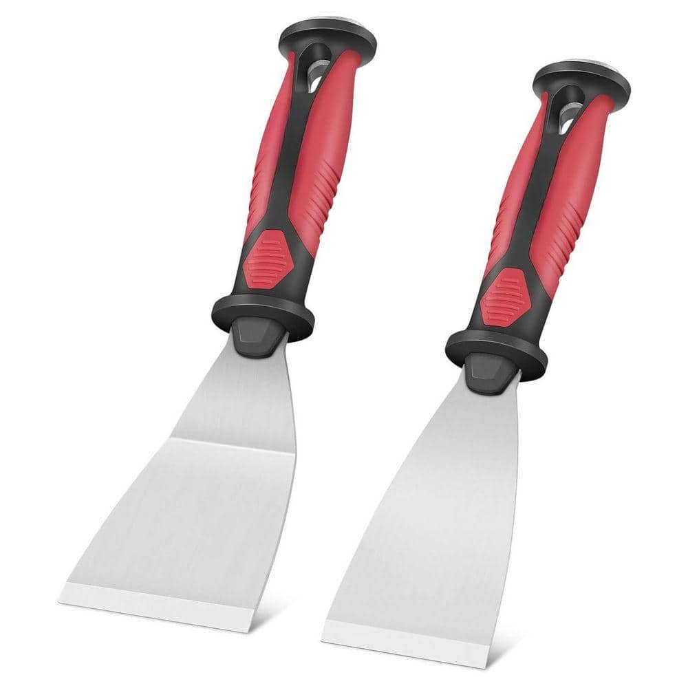 KIWDZFU 2.5 in and 3 in Stainless Steel Joint Taping Knife with Ergonomic Non-Slip Handle for Heavy Duty Scraping and Spreading (1)