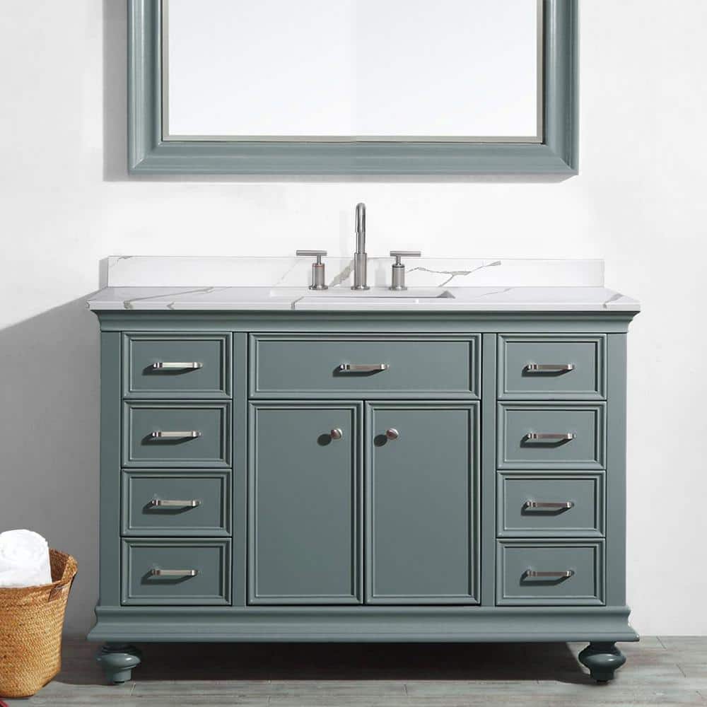 PROOX 48 in. W 22 in. D Quartz White Rectangular Single Sink Bathroom Vanity Top (3)