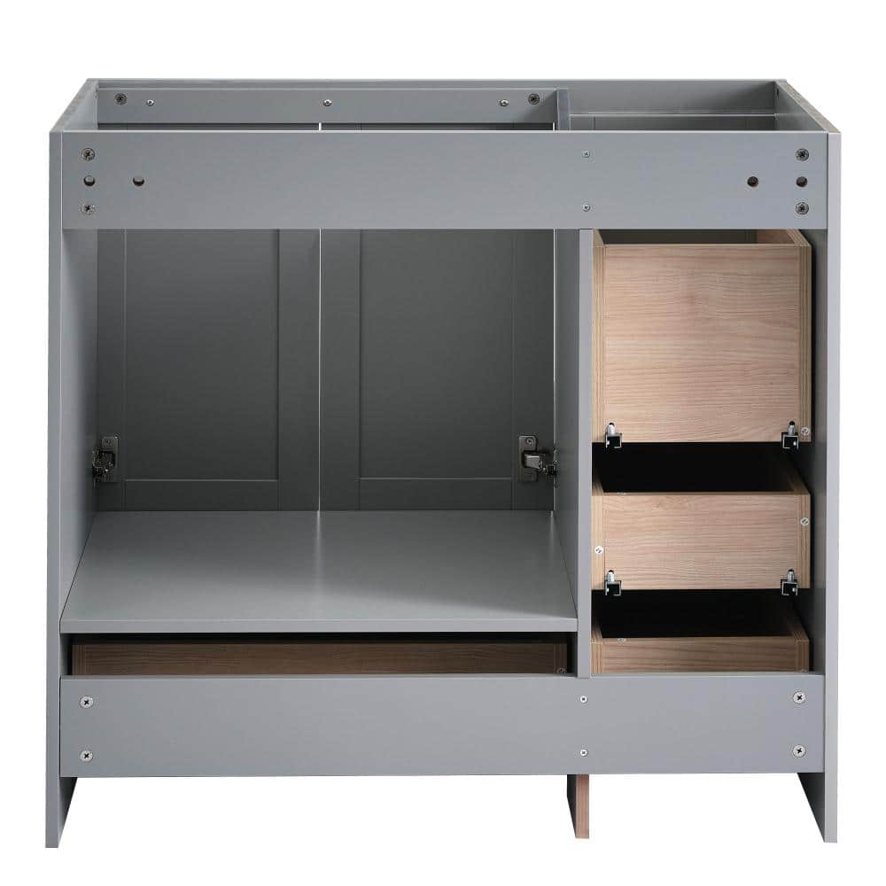 Qualler 35 in. W Gray Bathroom Vanity with Drawers and Soft-Close Doors (3)