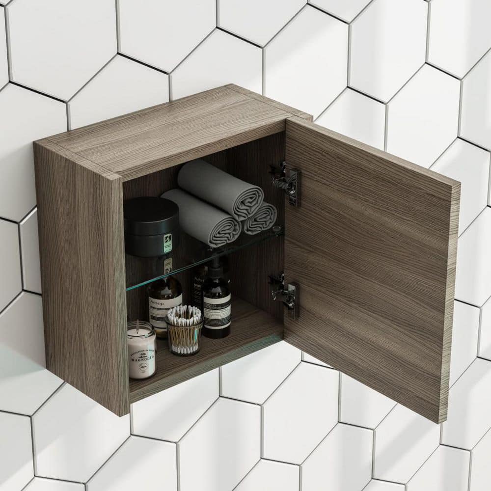 Eviva Libra 14 in. W 7 in. D 14 in. H Brown Engineered Wood Wall-Mounted Linen Cabinet (2)
