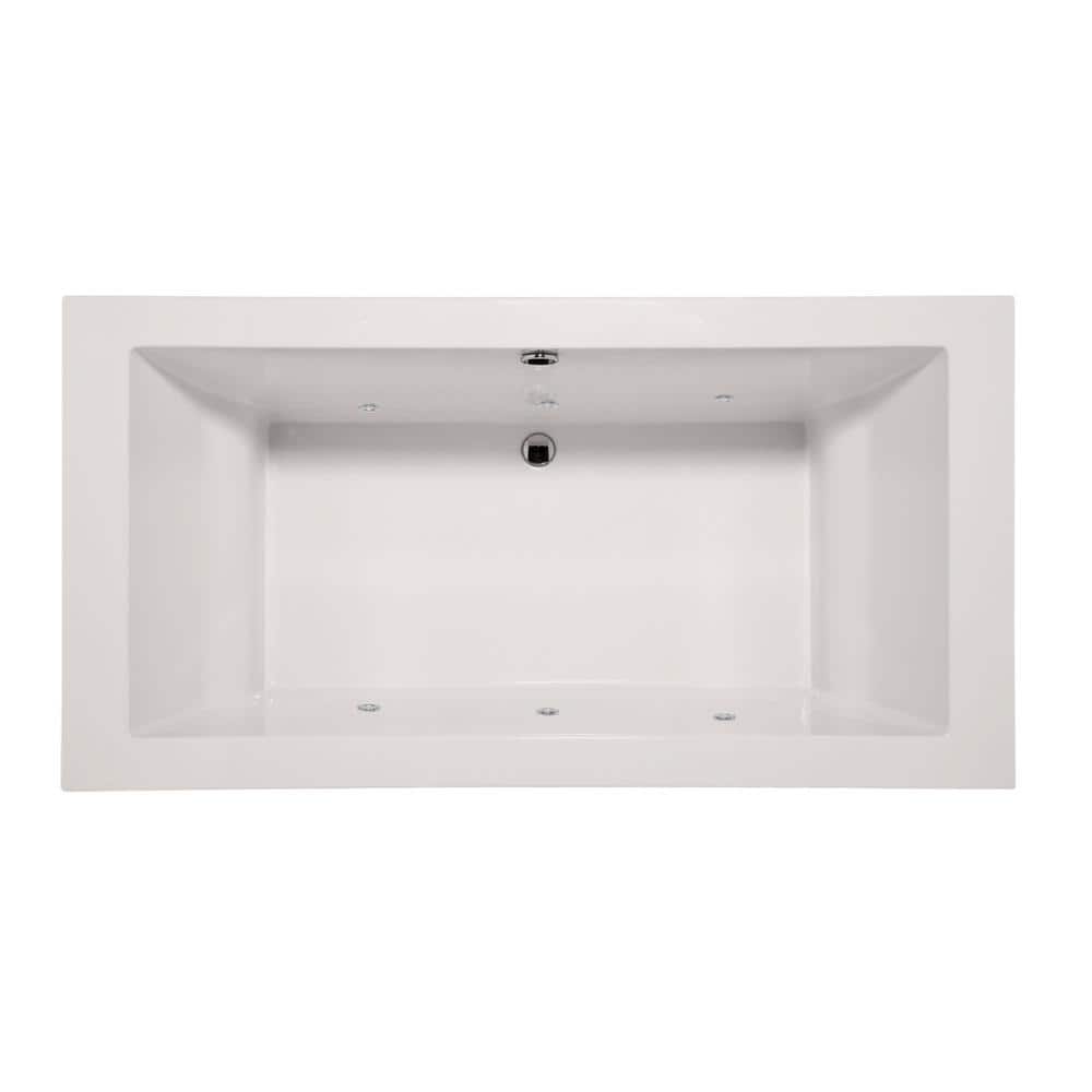 Hydro Systems Melanie 70 in. Acrylic Rectangular Drop-In Air Bath Bathtub with Center Drain in White