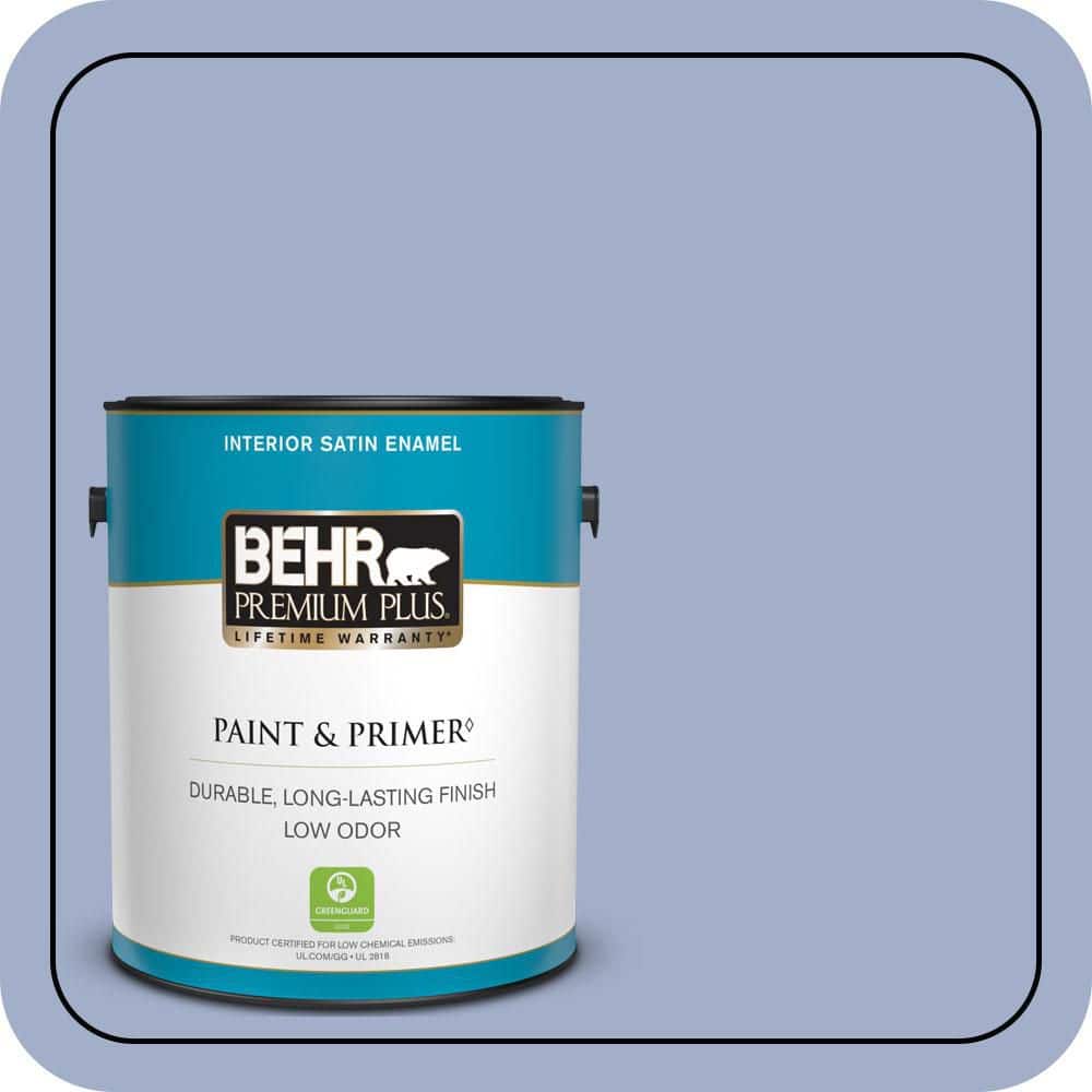 BEHR PREMIUM PLUS 1 gal. #610D-4 Bellflower Satin Enamel Low Odor Interior Paint & Primer (1)
