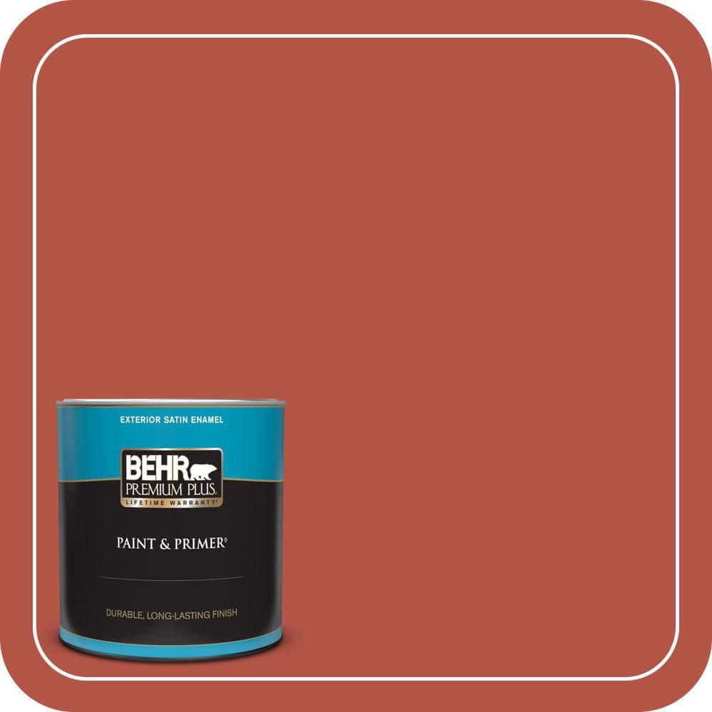 BEHR PREMIUM PLUS 1 qt. #T17-18 Hot and Spicy Satin Enamel Exterior Paint & Primer