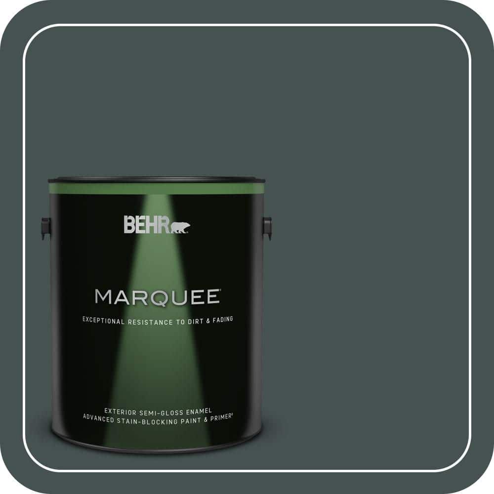 BEHR MARQUEE 1 gal. #MQ6-44 Black Evergreen Semi-Gloss Enamel Exterior Paint & Primer