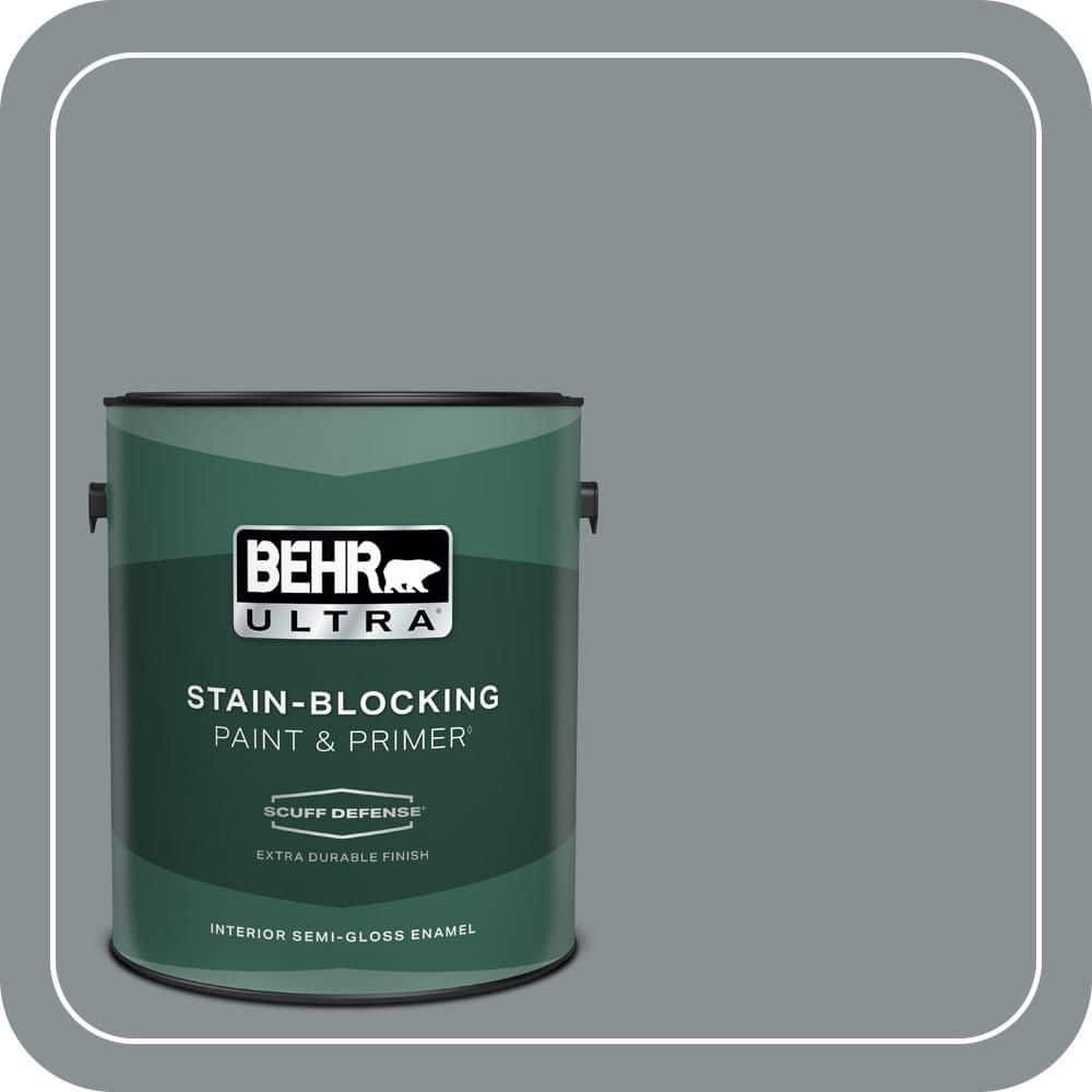 BEHR ULTRA 1 gal. #MQ5-29 Gotham Gray Extra Durable Semi-Gloss Enamel Interior Paint & Primer