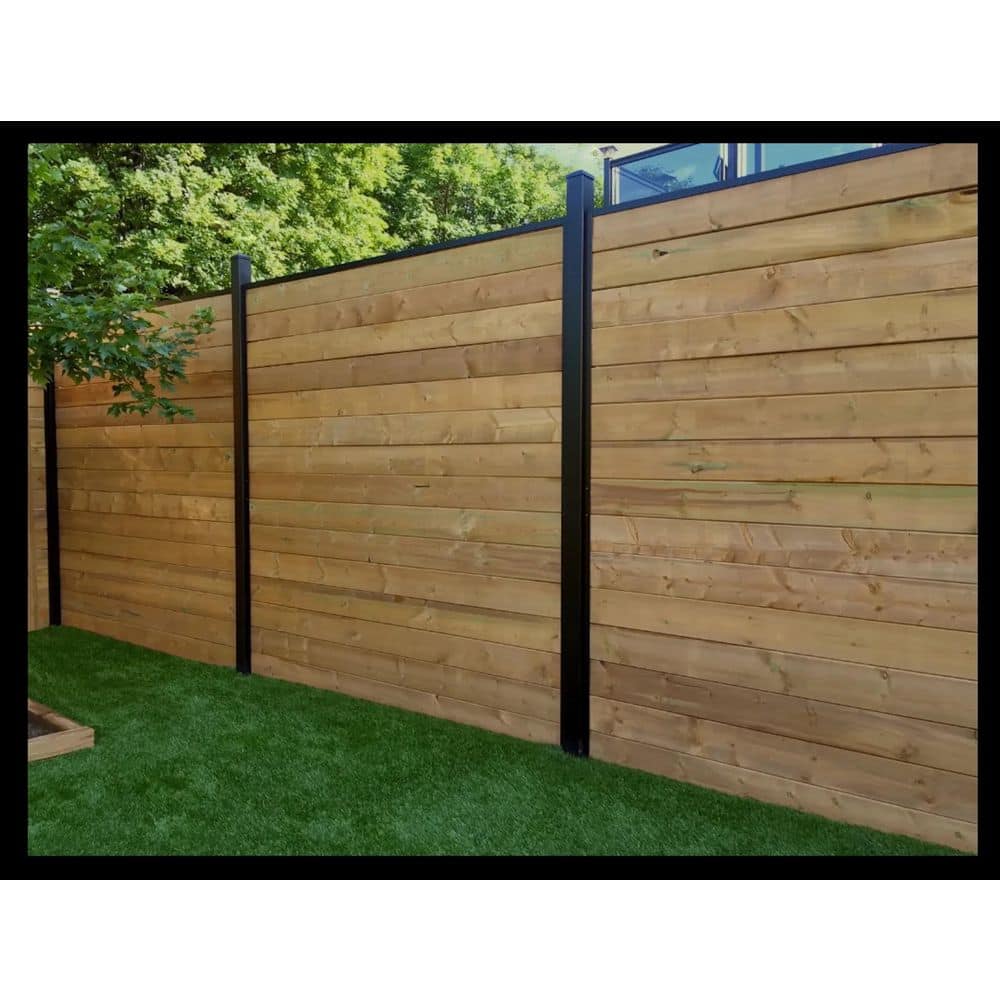 Slipfence 81 in. x 1-1/4 in. x 1-1/4 in. Black Aluminum Fence Channels, for 7ft. High fence, 2 per pack, includes screws