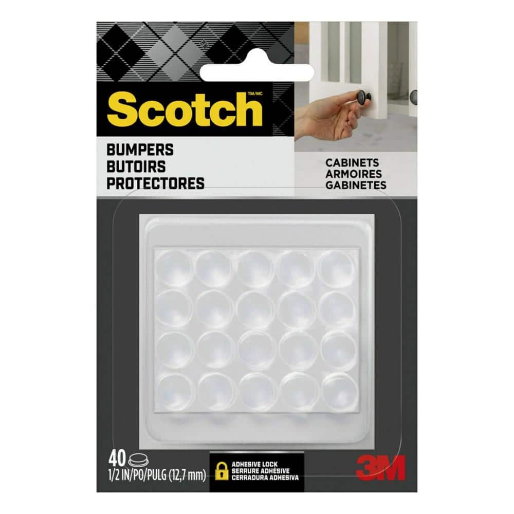 Scotch 1/2 in. Clear Self-Stick Rubber Pad Bumpers, 40 Pack