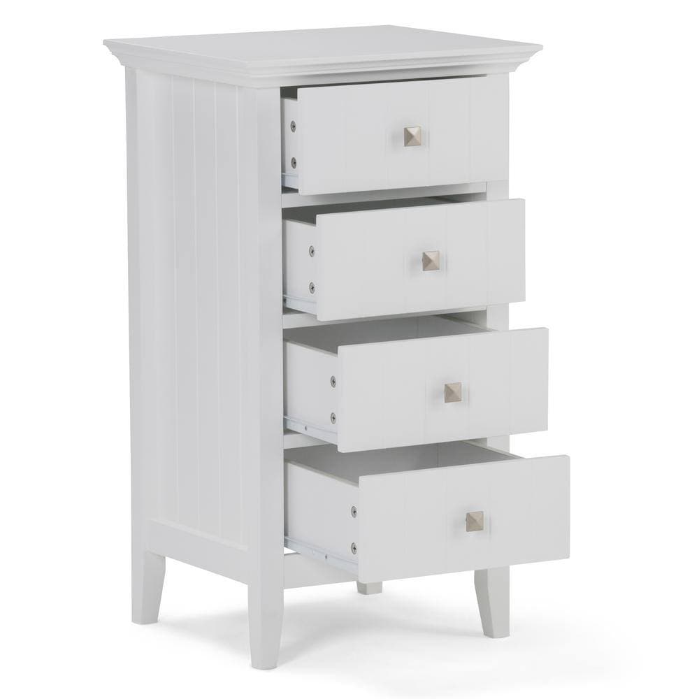 Simpli Home Acadian 32.1 in. H x 18.1 in. W 4-Drawer Floor Storage Bath Cabinet in Pure White (2)