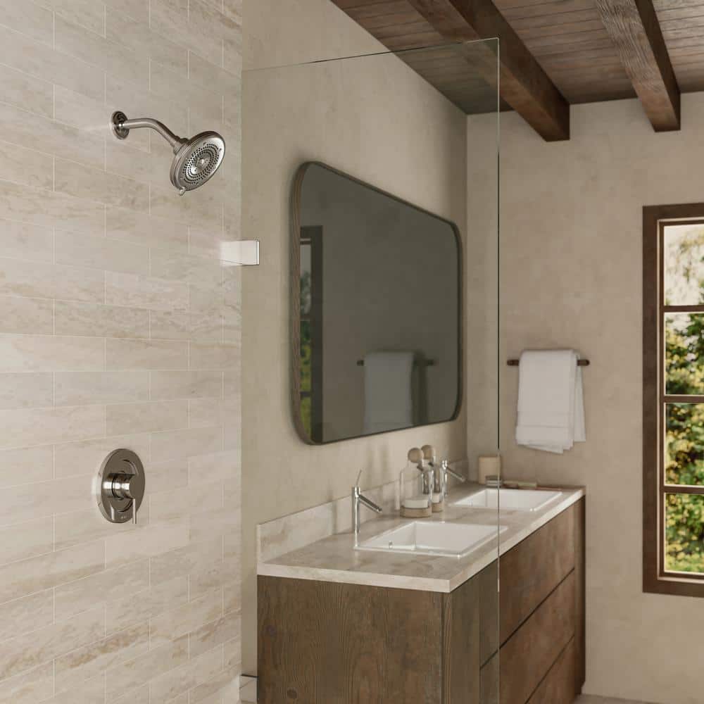 Brondell Nebia Merced 5 Spray Pattern 1.5 GPM 5.3 in. Wall Mount Fixed Showerhead with Water Saving Technology in Brushed Nickel (4)