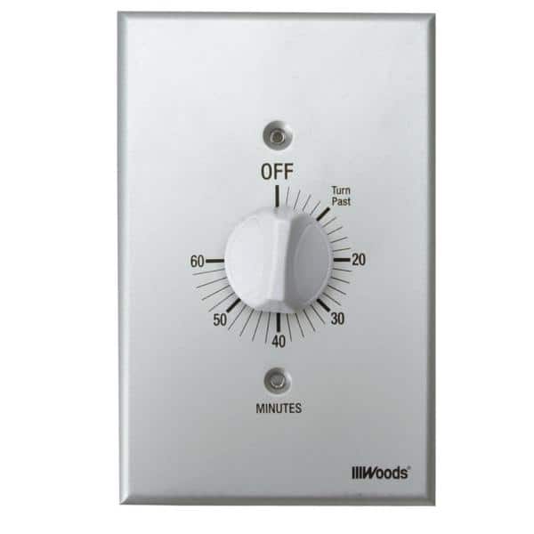 Woods 20-Amp 60-Minute In-Wall Spring Wound Countdown Timer Switch, Gray (3)